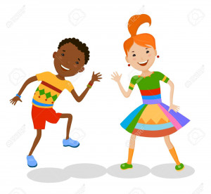 Illustration Featuring Dancing Kids